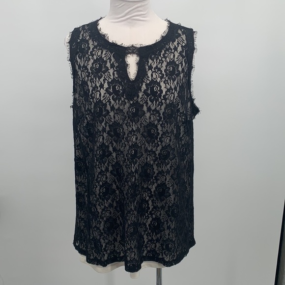 INC International Concepts Tops - INC Black Plus Size Lace Blouse Size 1X